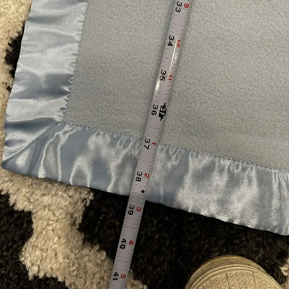 Small Wonders Baby Blanket Satin Trim Choo Choo Train Blue Security Fleece Kmart
